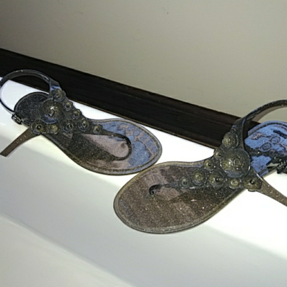 Coach Jelly Thong Smokey Glitter Sandals Ladies 8B